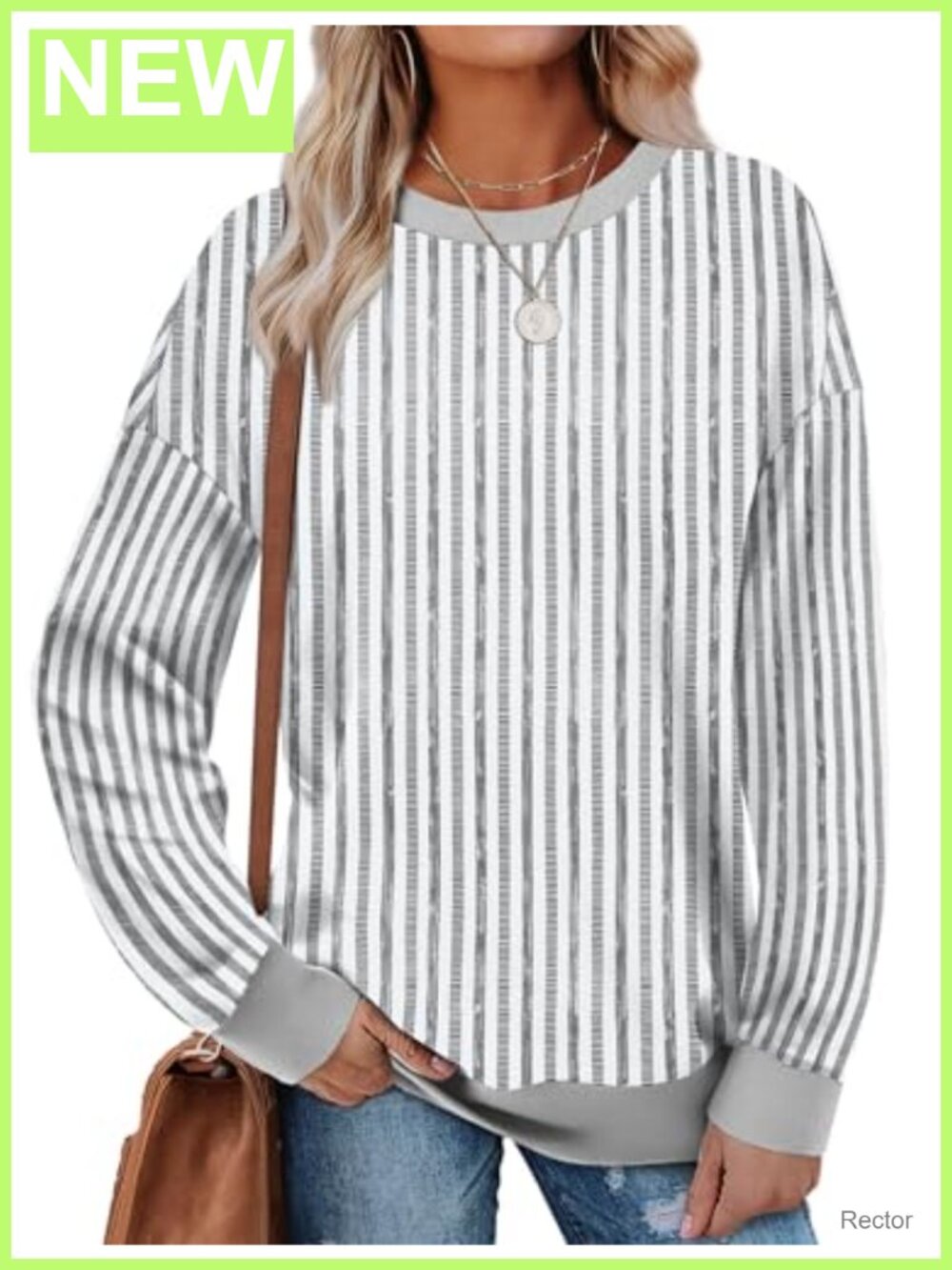 Women's Crewneck Sweatshirt Loose Fit Long Sleeve Color Block Ribbed Trim